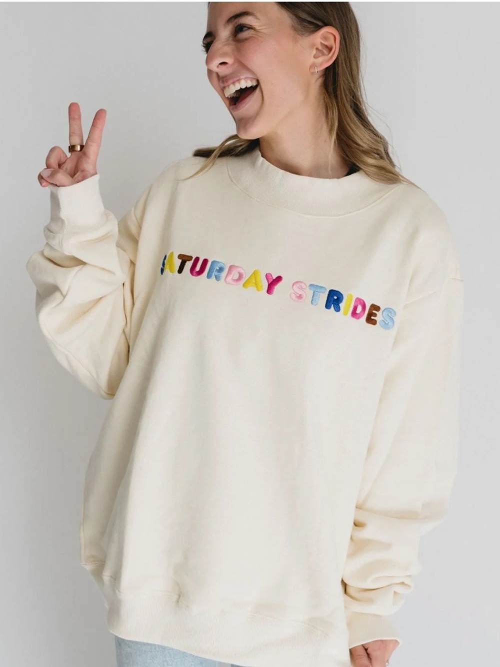 Saturday Strides Cream Mockneck Sweatshirt New without tag